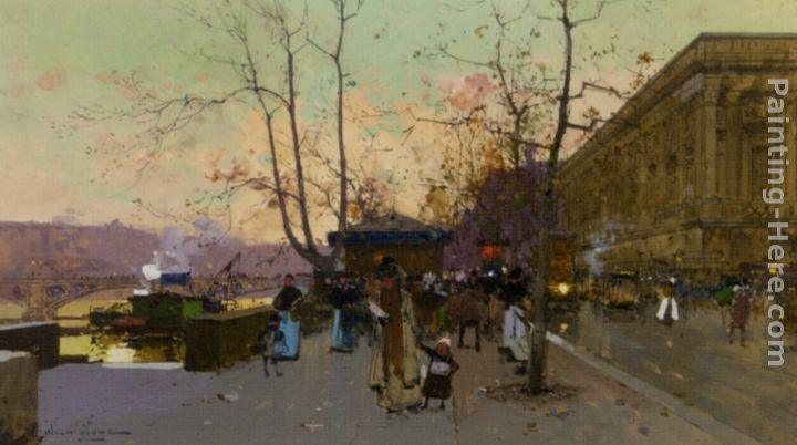 Eugene Galien-Laloue Autumn Street Scene